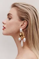 Pearl-Embellished Molten Earrings