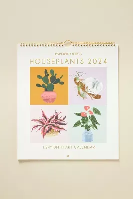 Houseplants Foil Poster 2024 Wall Calendar