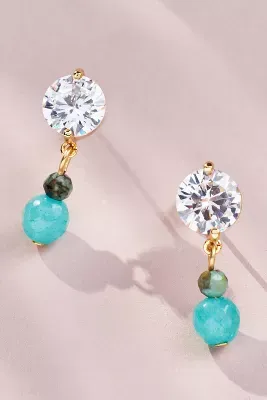 Double-Bead Crystal Drop Earrings