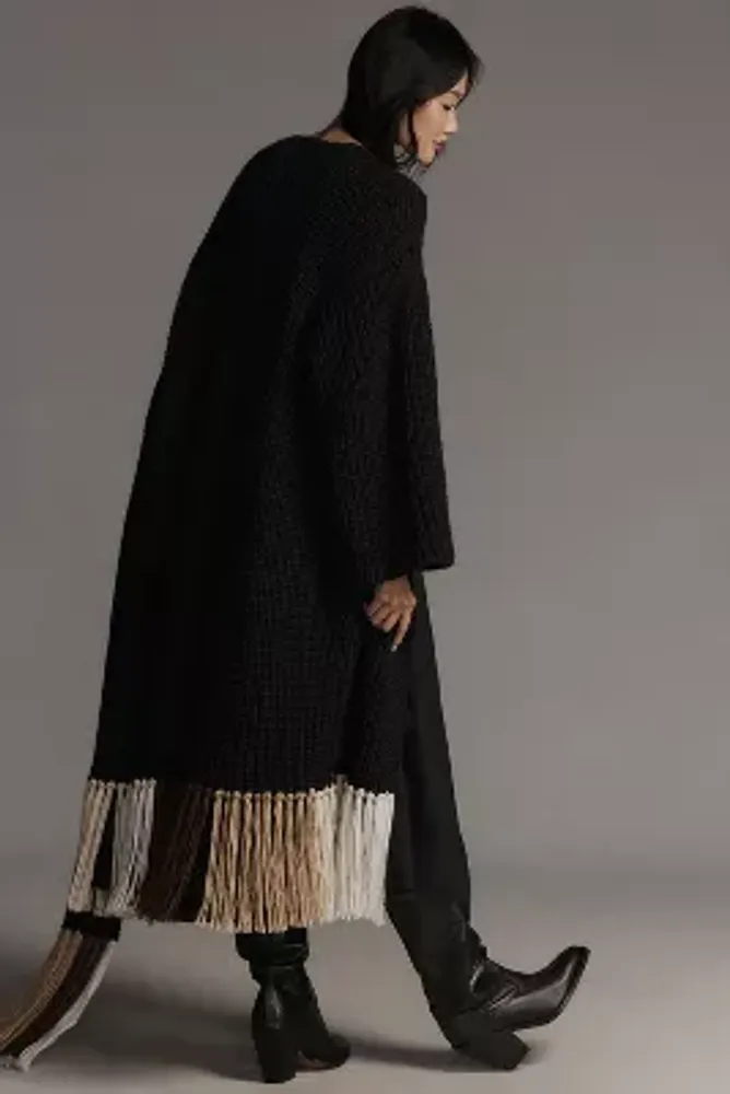 By Anthropologie Long Fringe Cardigan Sweater