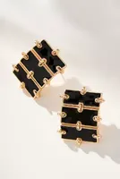 Enamel Rectangle Link Earrings