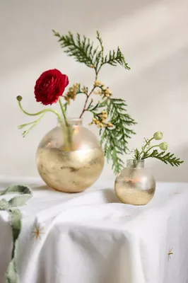 Frosted Metallic Bauble Vases, Set of 2