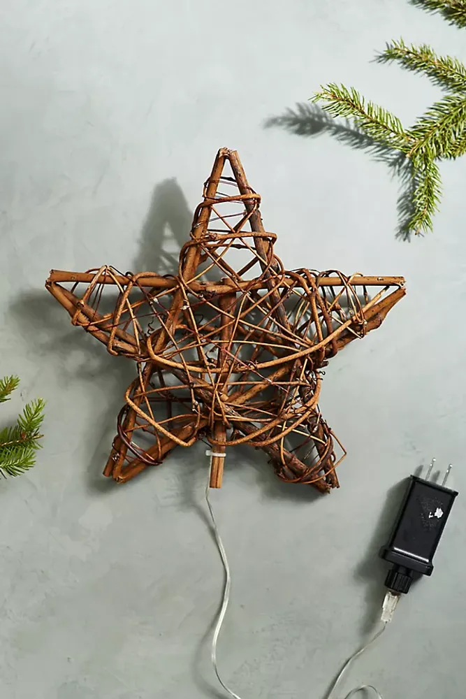 Pre-Lit Rattan Star Tree Topper