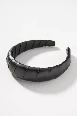 Faux Leather-Wrapped Puffy Headband