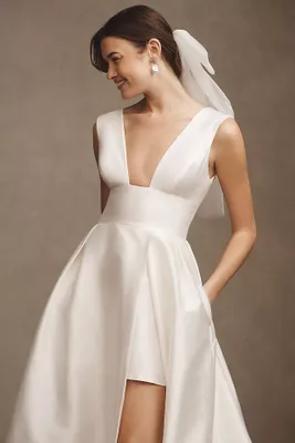 Wtoo by Watters Sami Plunge A-Line Satin Wedding Gown
