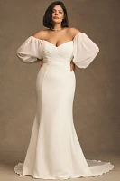 Jenny by Yoo Kate Fit & Flare Wedding Gown With Removable Sleeves