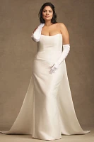 Jenny by Yoo Catalina Strapless Cape Gown