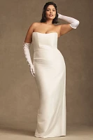 Jenny by Yoo Catalina Strapless Cape Gown