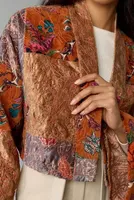 By Anthropologie Velvet Patchwork Kimono