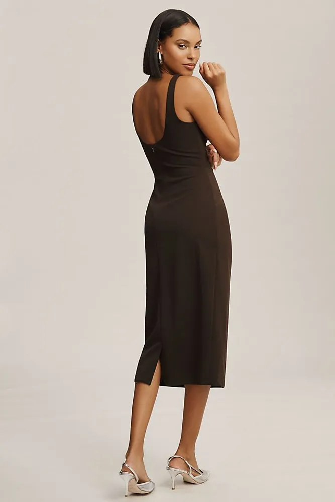 BHLDN Andie Square-Neck Stretch Crepe Midi Dress