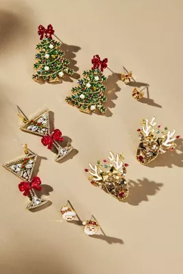 BaubleBar x Anthropologie Festive Earrings, Set of 5