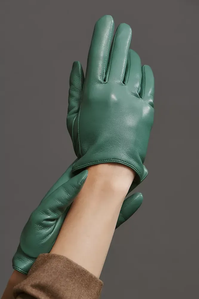 Women's Short Faux Leather Fingerless Gloves