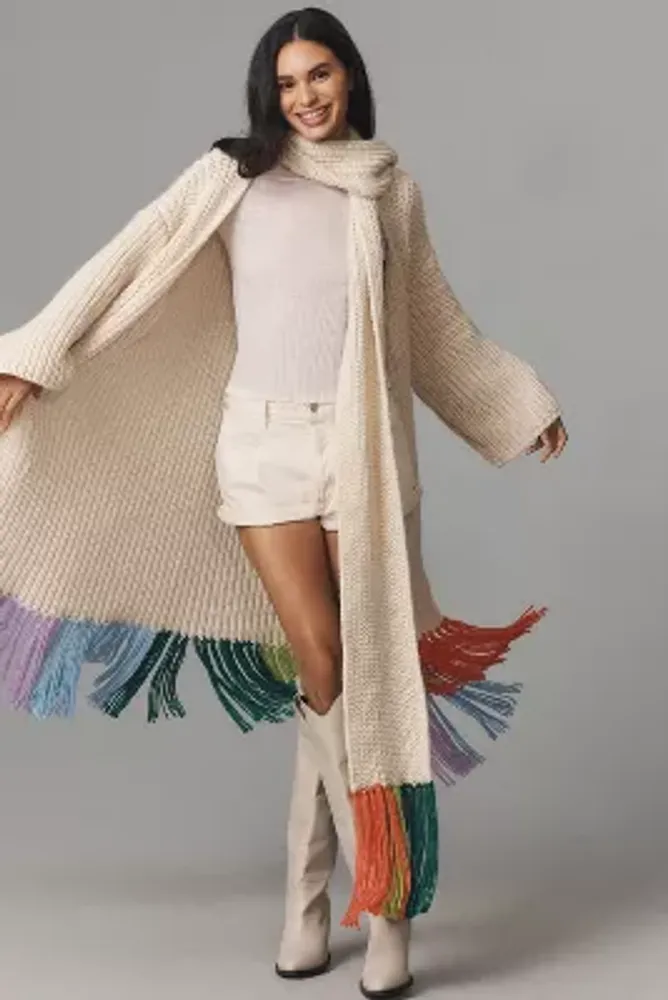 By Anthropologie Colorful Fringe Scarf