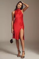 Amanda Uprichard Stanford Side-Slit Turtleneck Midi Dress