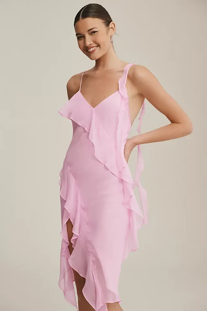 Amanda Uprichard Casilda Ruffle Chiffon Midi Dress