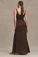 BHLDN Sophia Square-Neck Satin Maxi Dress