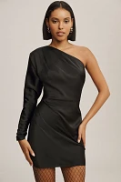 BHLDN Lucy High-Shine Satin One-Shoulder Mini Dress