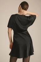 BHLDN Leila High-Shine Satin Deep-V Mini Dress