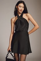 BHLDN Ruby High-Shine Satin Halter Mini Dress