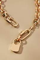 Chunky Chain Lock Pendant Necklace