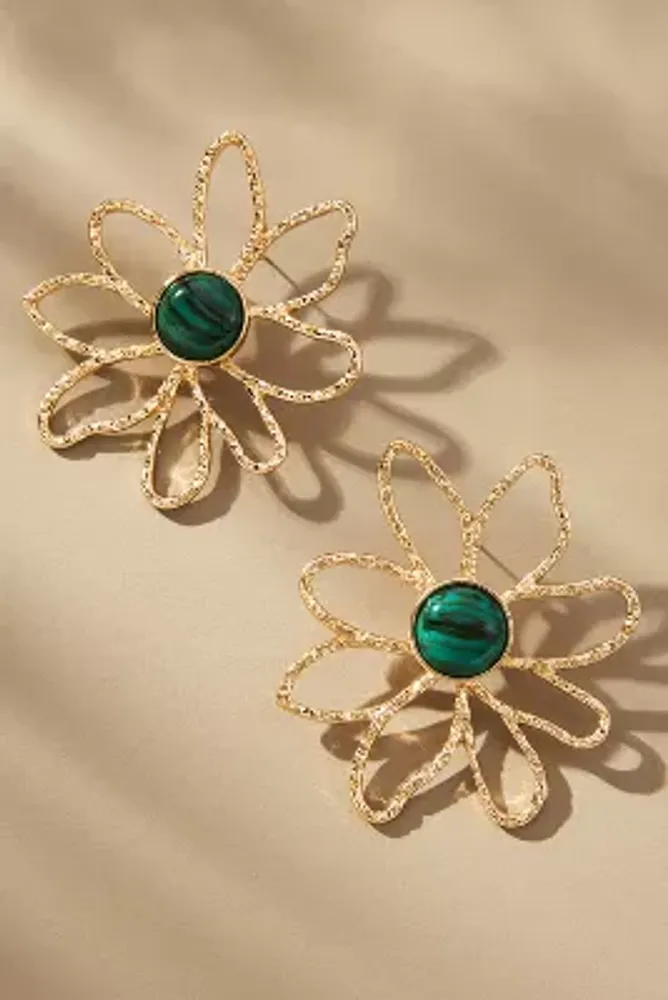 Gold Wire Flower Earrings