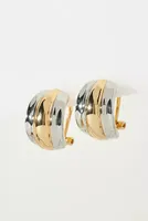 Two-Tone Huggie Hoop Earrings