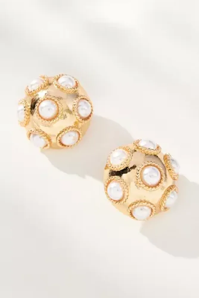 Dotted Pearl Circular Earrings