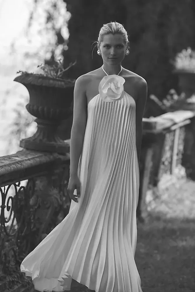 White Pleated Midi Dress by TOME Collective