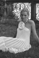 Delfi Collective Giselle Pleated Halter Midi Dress