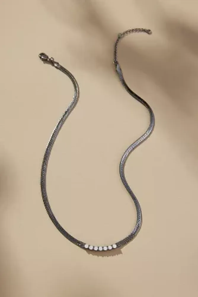 Herringbone Chain Crystal Necklace