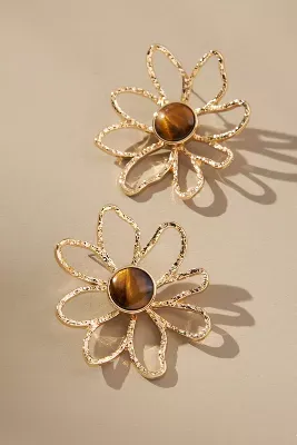 Semi-Precious Wire Flower Earrings