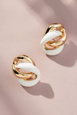 Enamel and Gold Interlocking Post Earrings