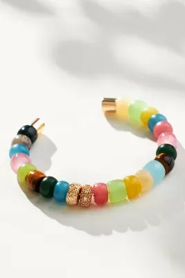 Multi-Color Beaded Cuff Bracelet