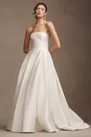 Watters Millie Off-The-Shoulder Removable Puff-Sleeve A-Line Wedding Gown