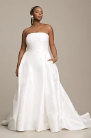 Watters Millie Off-The-Shoulder Removable Puff-Sleeve A-Line Wedding Gown