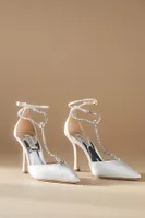 Badgley Mischka Zayna Crystal-Embellished T-Strap Heels