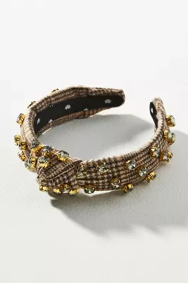 Lele Sadoughi Tweed Jeweled Knot Headband