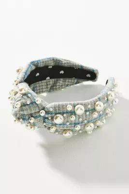 Lele Sadoughi Tweed Multi Pearl Knot Headband