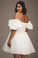 BHLDN Cleo Square-Neck Puff-Sleeve Mini Dress