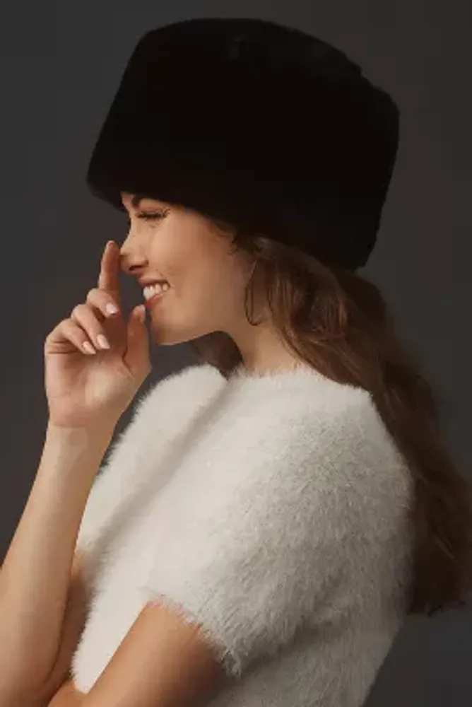 By Anthropologie Faux Fur Pillbox Hat