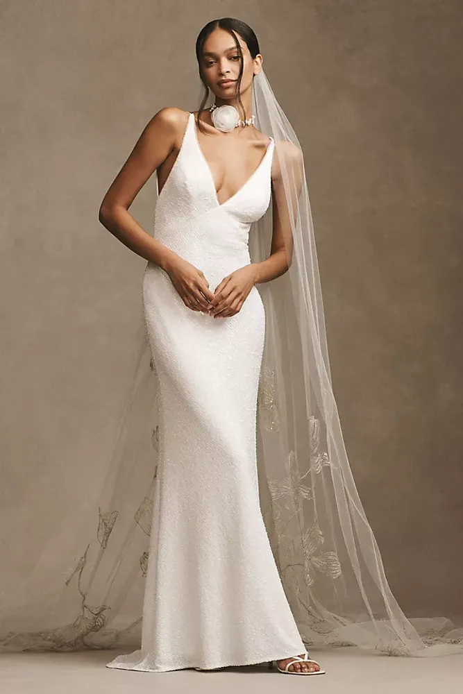 Theia Halo Embroidered Veil