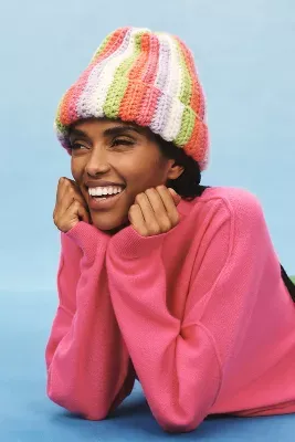 By Anthropologie Chunky Multicolor Beanie
