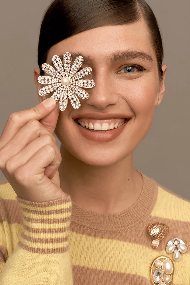 Crystal Flower Brooch