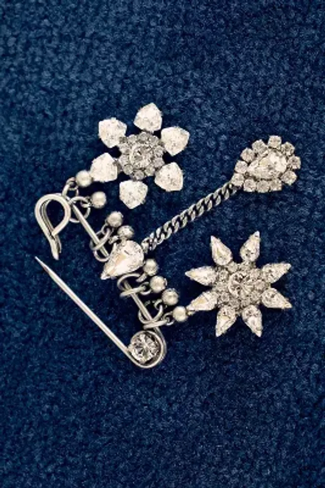 Tova Crystal Charm Safety Pin Brooch