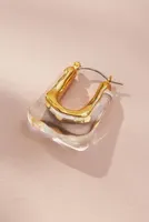 Gold-Rimmed Resin Huggie Earrings