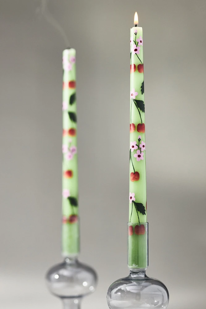 Faye Handpainted Taper Candles, Set of 2