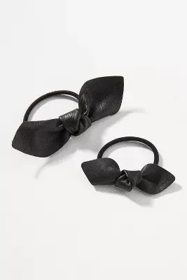 Corinne Leather Bow Hair Ties, Set of 2