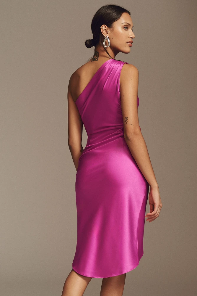 BHLDN Liliana One-Shoulder Stretch Satin Midi Dress