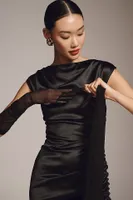 BHLDN Francesca High-Neck Stretch Satin Midi Dress