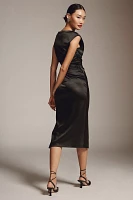 BHLDN Francesca High-Neck Stretch Satin Midi Dress